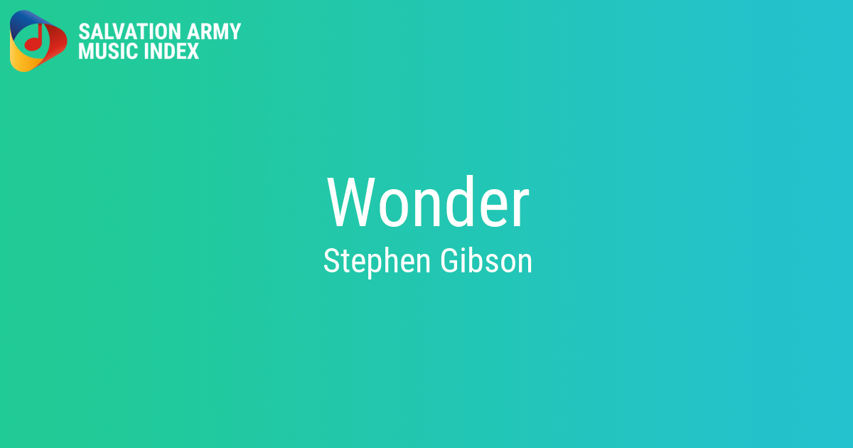 Wonder - Salvation Army Music Index